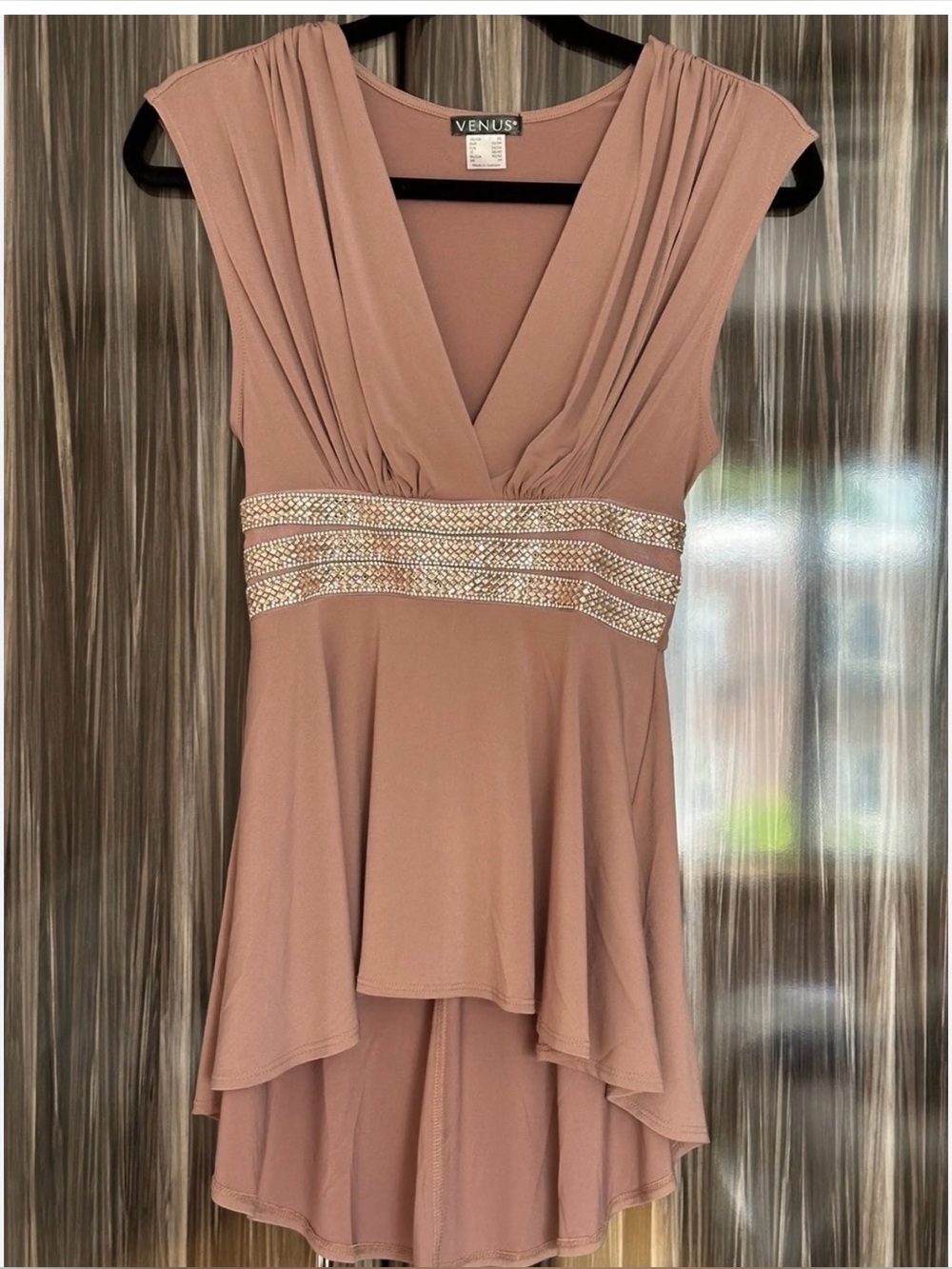 Blush tunic with rhinestone detailing